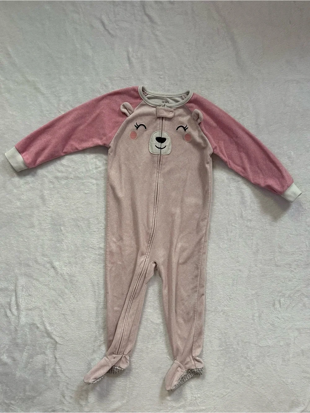 Carter’s Bear Fleece Footed Pajamas Pink Toddler Girls Size 4T